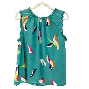 THML Abstract Teal Sleeveless Blouse